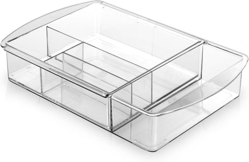BINO 7-Section Expandable Plastic Drawer Organizer - Space-Saving Makeup Storage, BPA-Free Material, Home Essential