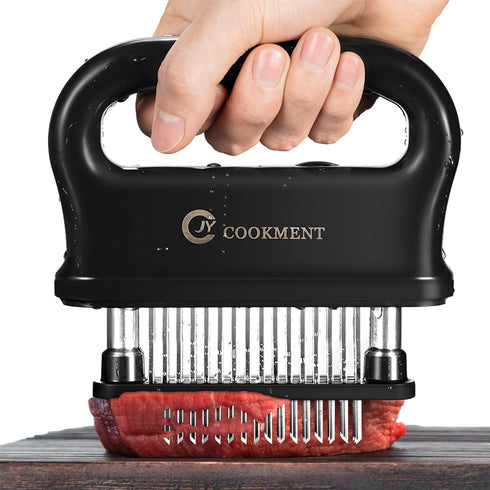 JY COOKMENT Meat Tenderizer with 48 Stainless Steel Ultra Sharp Needle Blades, Kitchen Tool for BBQ, Marinade