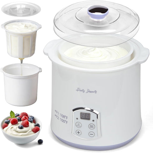 Party Desserts Party Dessert Electric Greek Yogurt Maker Machine with Strainer, Automatic Yogurt Maker