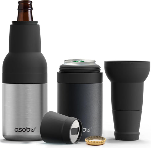 Asobu Frosty Beer Holder, Vacuum Insulated Double Walled Stainless Steel Cooler, Fits Standard 12oz, Great Gift