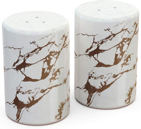 Modern Gold Ceramic Salt and Pepper Shaker Set with Lids