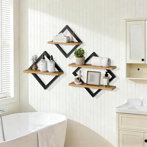 GYJZIFW Set 3-2-Tier (3) Floating Shelves of Hanging Wall Mounted Shelves, Decorative Storage Shelf for Living Room