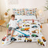 Set Bulldozer Set 3Pcs Tractor Comforter, Excavator Machinery Trucks Bedding Full Size, Construction Vehicle Down
