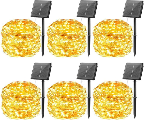 Minetom Solar String Lights for Outside, 6 Packs Total 198Ft 600 LED
