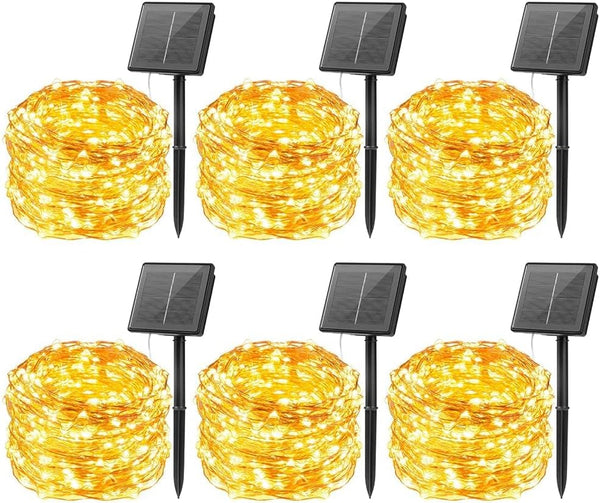 Minetom Solar String Lights for Outside, 6 Packs Total 198Ft 600 LED