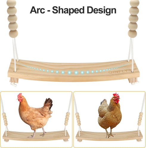 Qinfly Arc-Shaped Chicken Swing Perch Enrichment Toys Handmade,Chicken Accessories for Chicken Coop