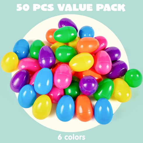 3.15" 264PCS JOYIN Easter Eggs, Fillable Plastic Eggs Empty Colorful Bright Eggshells with Hinge for Easter Hunt
