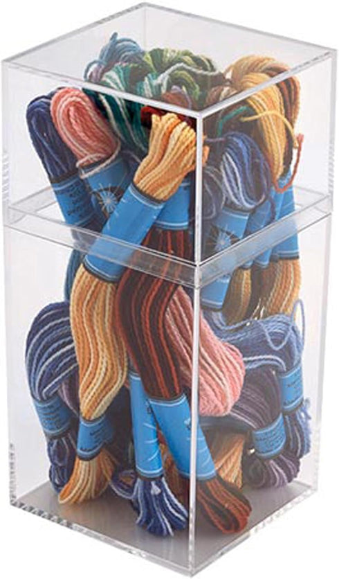 Pioneer Plastics 036C Clear Tall Rectangular Plastic Container, Pack of 4, 2.75" W x 2.625" D x 5.75" H