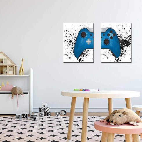 Gaming Artwork Canvas Wall Art - Race Game Room Poster Prints, Gamepad Decor for Boys Room, 16x24 Inch Unframed