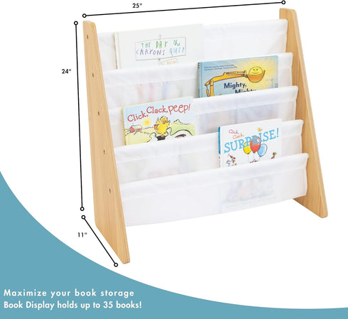 4-Tier Humble Crew Kids Bookshelf, Front-Facing Book Display Organizer, Montessori Toddler Bookcase for Playroom