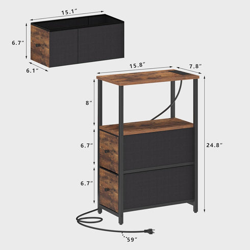 2 TB01BB085 TUTOTAK Small Narrow End Table with Charging Station, Side Table with Outlets, Nightstand with Cloth