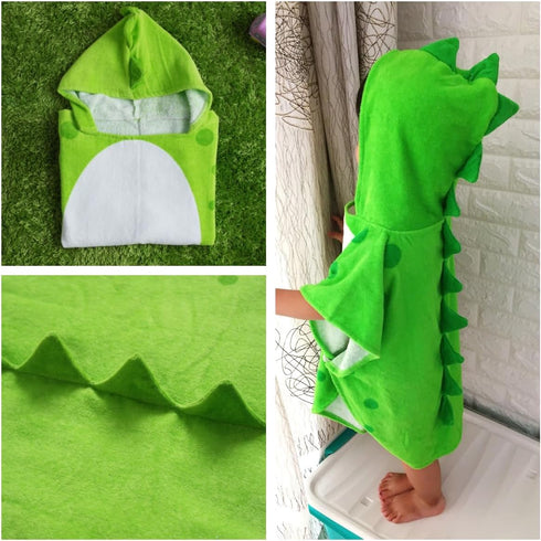 Kreomitxt Swimming 0-8 Children Bath Towel Robe Kids Hooded Beach Poncho Dinosaur Pattern for Kids Years