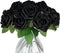 JOHOUSE 30PCS Black Fake Roses, Artificial Flowers with Stems for Halloween Decor, Wedding Bouquets, Party and Gothic