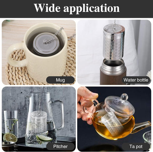 2 Pack Large Tea Strainers - Fine Mesh Stainless Tea Infusers for Loose Leaf Tea, Black Tea, Spices