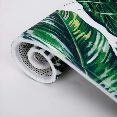 LIVILAN Green Leaf Bath Mat - 16" X 24" Tropical Bathroom Rug