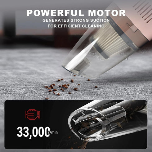Portable Handheld Vacuum Cleaner Cordless, Lightweight Stylish Hand Vacuum for Dirt, Home Pet Hair, Car Interior