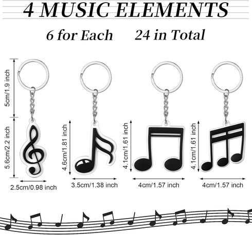 Fumete Music Party Favors Keychain Gift for Music Lover Kid Musical Note Themed Keychain Bulk Christmas Karaoke
