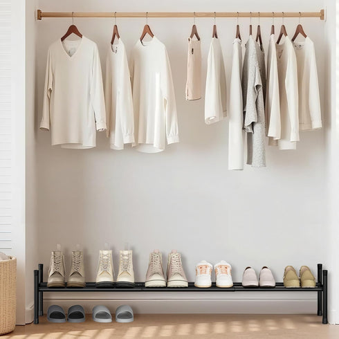 6 Closet, 1 STORAGE MANIAC Long Expandable Shoe Rack, Pairs Metal Wide Stackable Shoe Rack, Adjustable Shoes Shelf