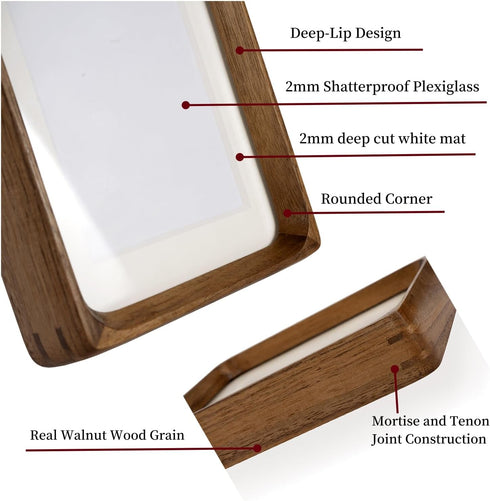 8x8 8x8 6x6, FLECHAZO Picture Frames, Natural Walnut Wood Frame with Mat for Pictures Square Wall Gallery Photo Frame
