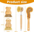 Bamboo Dish Brushes Sets 4 Tools in One Kitchen Clean Dish Scrubber for Pots Pans Bottles with Natural Bristles (Bamboo Brushes Sets) by SAMEBUTECO