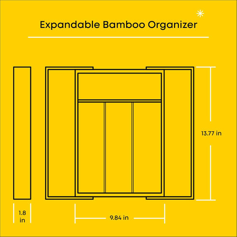 JoyJolt Bamboo Expandable Drawer Organizer for Kitchen Utensils, Adjustable Cutlery Tray, Bamboo Drawer Dividers Organizer for Silverware, Flatware, Knives in Kitchen, Bedroom (4-6 Slots) by JoyJolt
