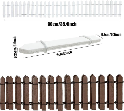 Woohome 35 Inch Miniature Fairy Garden Fence, 4 PCS DIY Wood Picket Fence Ornament for Garden
