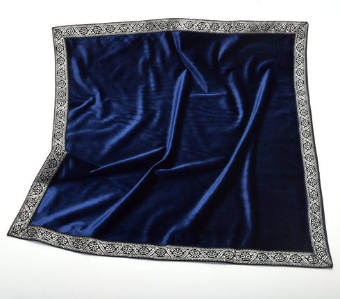 BLESSUME Square Velvet Altar Tarot Table Cloth and Pouch, Dark Blue