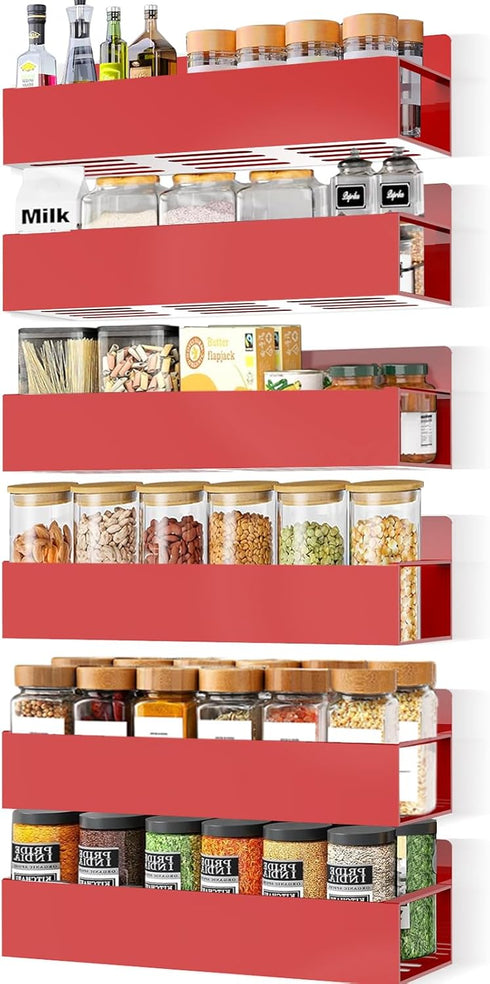 SMRCAD Magnetic Spice Rack for Refrigerator, 6pack Magnetic Shelf for Fridge Space