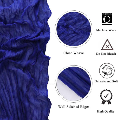 6 Pack 10FT FANPROMS Blue Gauze Table Runner Boho Cheesecloth Table Runners for Bridal Shower Royal Blue Table Runner
