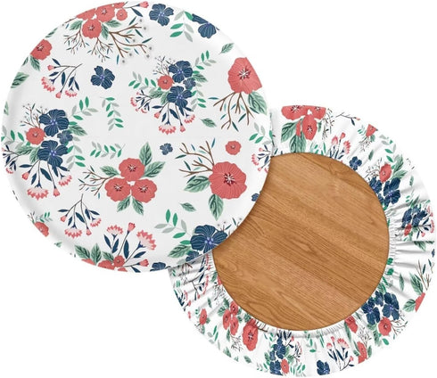 gearider 2 Bar Stool Chair Cover, Red & Blue Floral Printed Super Comfy & Washable Round Stool Bench Cushion Slipcover