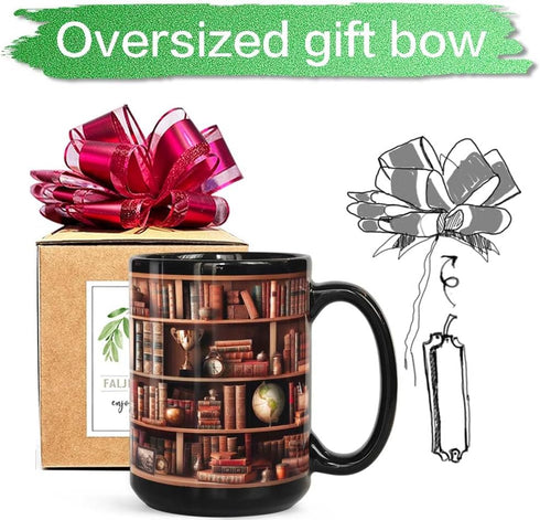 FALJIOK Novelty Library Bookshelf Coffee Mug Gifts for Book Lovers Readers Bookish Writer, Bookish Coffee Mug, Library