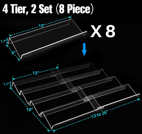 4 8 Pack 13" 26" 56 Antimbee Spice Drawer Organizer, Tier- Kitchen Spice Rack Tray for Drawer, Expandable From
