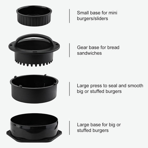 4 1 6.69" Set POLIGO Smash Burger Press Kit - in Hamburger Patty Storage Containers, Cast Iron Smash Bacon Press - Non