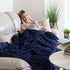 Clara Clark Cut Plush Fleece Throw Blanket, Lightweight Super Soft Fuzzy Luxury Bed Blanket (50x60) Navy Blue