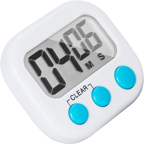 6 Pack Small Digital Kitchen Timer with Magnetic Back and ON/Off Switch - White