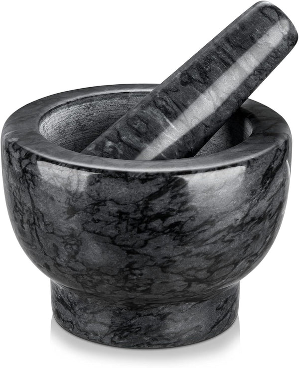 Velaze Marble Mortar and Pestle Set, 300 ml Mortar and 5.1 inch Pestle for Grinding Spices and Herbs