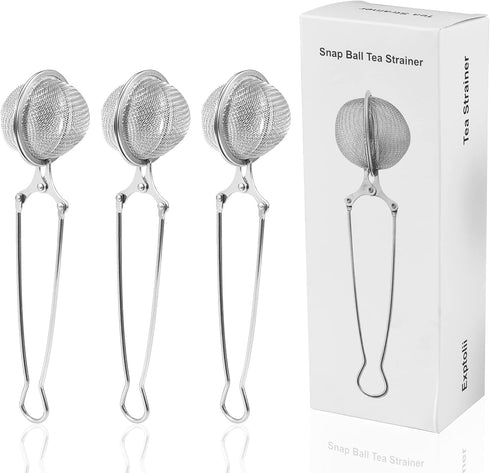 Exptolii Snap Ball Tea Strainer, 3 Pack Stainless Steel Tea Infuser Filter with