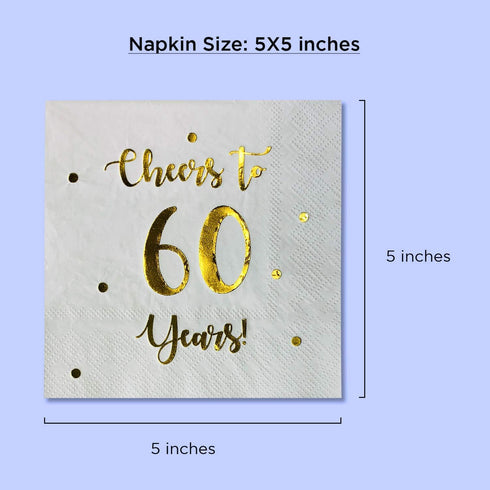 Cheers to 60 Years Cocktail Napkins - 50-Pack 3-Ply Napkins for Happy 60th Birthday & Wedding Anniversary Party