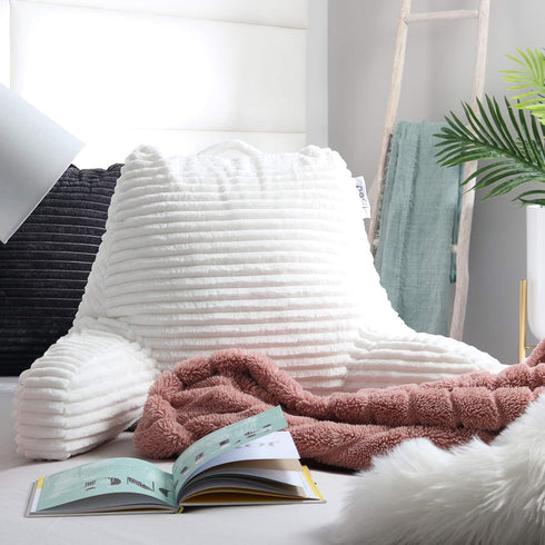 Nestl Reading Pillow with Shredded Memory Foam, Luxe Cut Plush Back Pillow for Sitting Up in Bed, Back and Arms