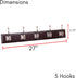 BIRDROCK HOME Classic Hook Coat and Hat Rack, 5 Hooks, Wall Mount, Brown Finish