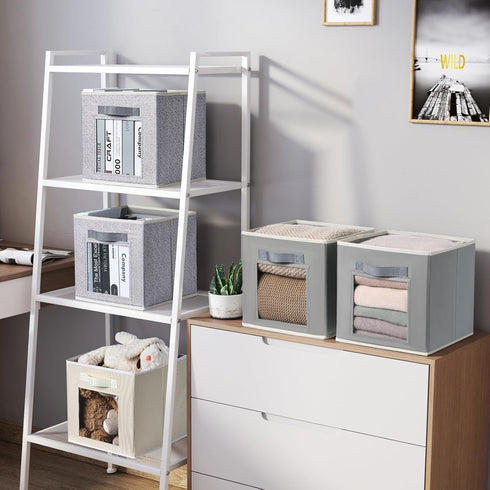 Foldable Storage Cubes - Decorative Fabric Bins for Clothes Storage, Closet Organizers for Shelves, 11inch, Set of 8,
