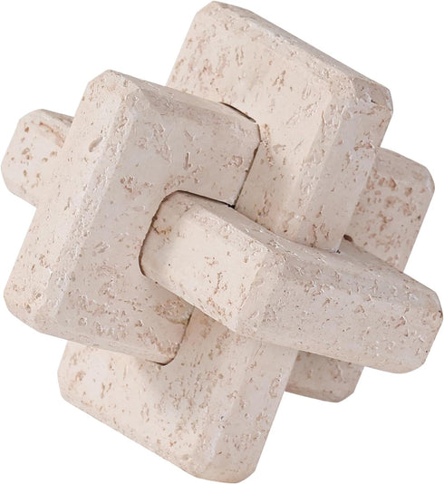 Dneuoir 3-Link Knot Resin Travertine Decor, Coffee Table Decor, Book Shelf Entry Table
