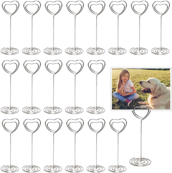 Table Number Card Holders, 25 Pack Heart Shape Picture Holders for Wedding Party, Office, Restaurant