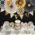 Set of 8 Gold Black Paper Fans Flower for Halloween Party Decorations, black2