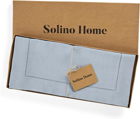 36 Inches 100% 14 36 Inch Summer, Solino Home Linen Dusty Blue Table Runner - Classic Hemstitch, Pure Linen Coffee