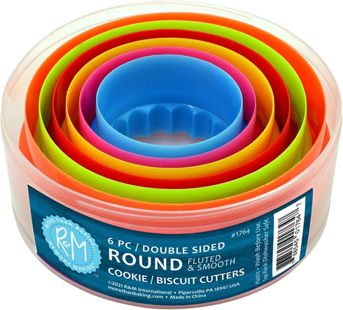 R&M International Round Cookie & Biscuit Cutter Set, Set of 6, Sizes, Colors may vary