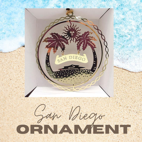 San Diego California Brass Christmas Ornament