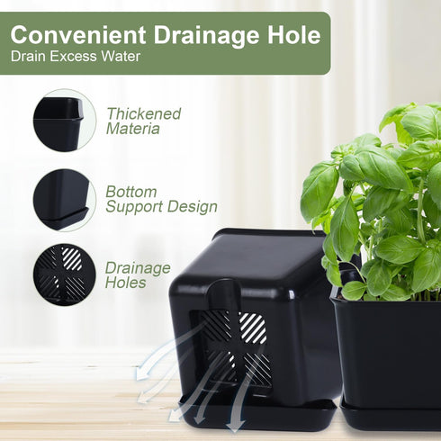 4 Packs Oliz Herb Garden Planter Indoor Kit Pots for Indoor/Outdoor Plants Windowsill Plant Pots with Drainage