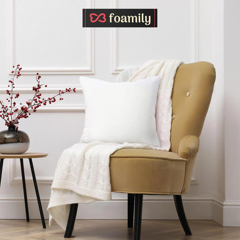 Foamily Throw Pillow Insert, 18 x 18 Inches, Hypoallergenic, Made in USA - Decorative Couch, Bed Pillow