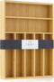 JoyJolt Bamboo Drawer Organizer, 7-Compartment Silverware Organizer for Kitchen, Garage, and Bathroom Utensils